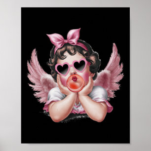 Póster Ángel Retro Cupido Día de San Valentín Cupido Anti