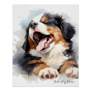 Póster Ángel super lindo durmiendo perrito Bernese Mounta