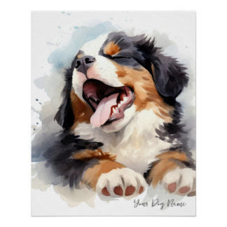 Póster Ángel super lindo durmiendo perrito Bernese Mounta