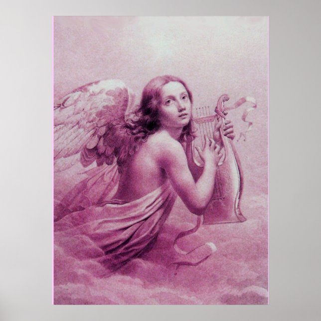 PÓSTER ÁNGEL TOCANDO LA LIRA SOBRE LAS NUBES (Frente)