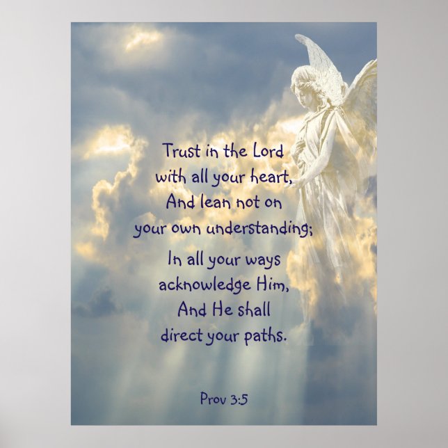 Póster  Angel Trust in the Lord Quote Inspirational (Frente)