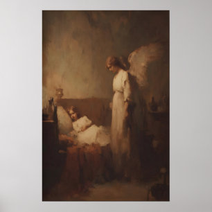 Póster Ángel velando sobre niño dormido, Pared Cristiana