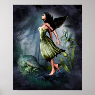 Póster Ángel verde del jardín