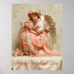 Póster Ángel Vintage de Rosas Día de San Valentín