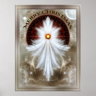 Póster Angel Wings Snowflake Feliz Navidad