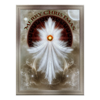 Póster Angel Wings Snowflake Feliz Navidad