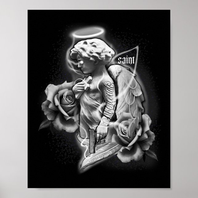 Póster Angel X Saint X Rosas Tattoo (Frente)