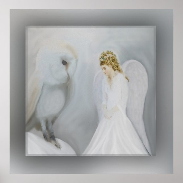 Póster Ángel y búho guardianes de la atención (Frente)