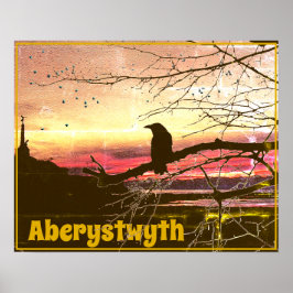 Póster Ángel y Raven de Aberystwyth al atardecer
