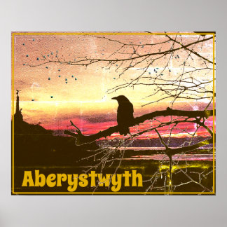 Póster Ángel y Raven de Aberystwyth al atardecer