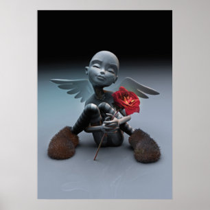 Póster ángel y rosa