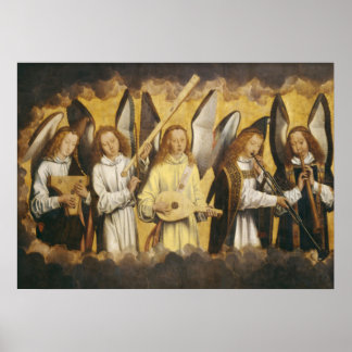 Póster ángeles músicos por Hans Memling | panel izquierdo