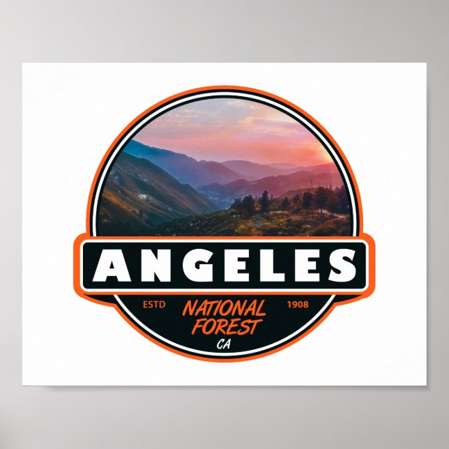 Póster Angeles National Forest California Emblem (Frente)