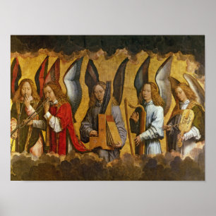 Póster Ángeles que tocan los instrumentos musicales