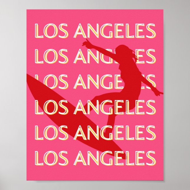 Póster Angeles Travel Art, California, Travel Art, Pink (Frente)