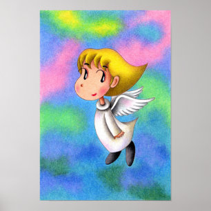 Póster Ángeles volando en el cielo.