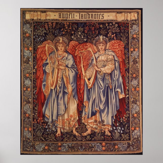 Póster Angeli Laudantes de Sir Edward Coley Burne Jones (Frente)