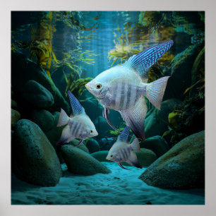 Póster Angelina Azul Acuario Subacuático Depósito de pesc