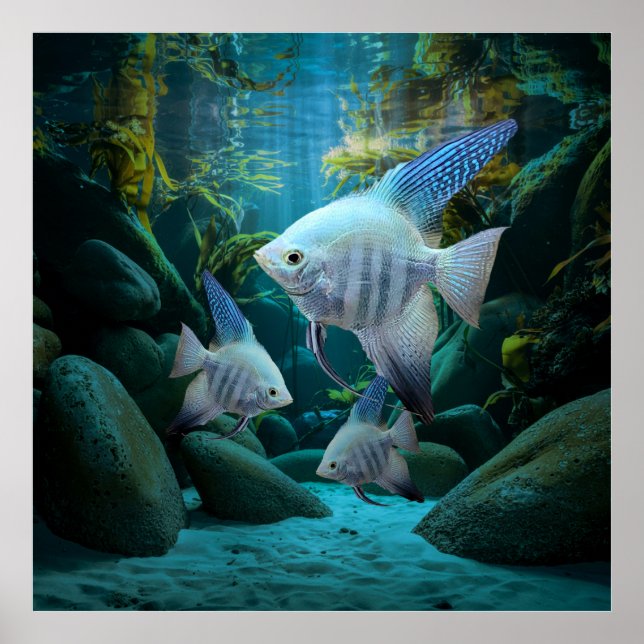Póster Angelina Azul Acuario Subacuático Depósito de pesc (Frente)