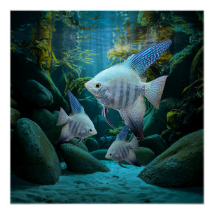Póster Angelina Azul Acuario Subacuático Depósito de pesc