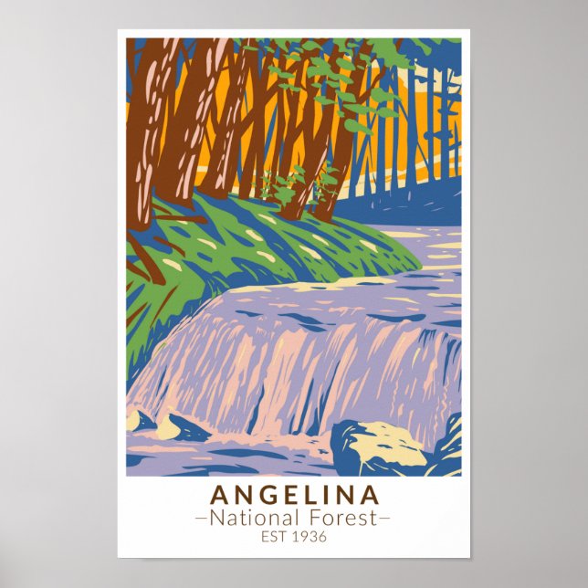 Póster Angelina National Forest Boykin Creek Vintage (Frente)