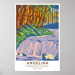 Póster Angelina National Forest Boykin Creek Vintage
