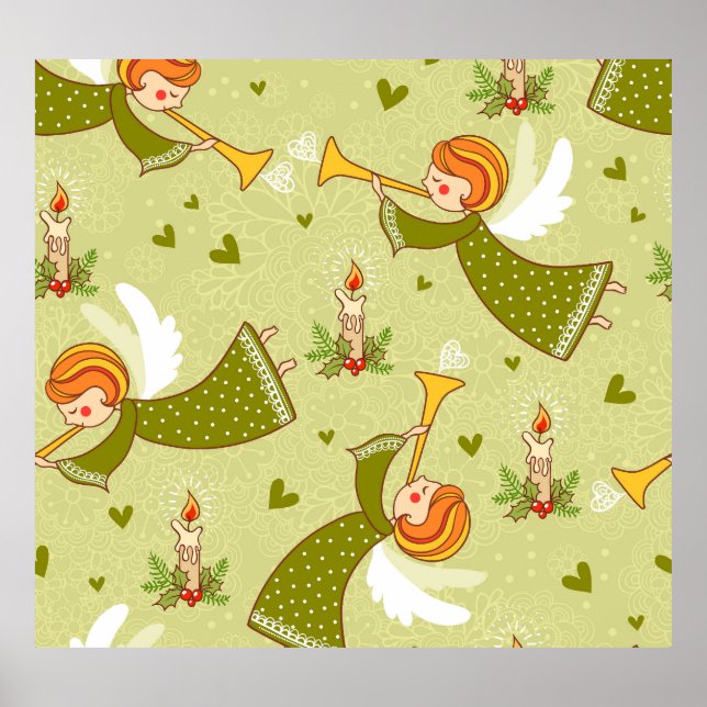 Póster Angels celestiales: Patrón infantil vintage (Frente)