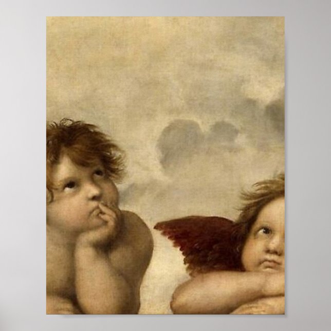 Póster Angels Cherubs Raphael Santi Sistine Madonna Sweet (Frente)