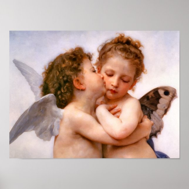 Póster Angels First Kiss, Bella Artes de Bouguereau (Frente)