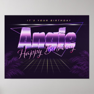 Póster Angie Name Vorname lila retro Poster Geburtstag