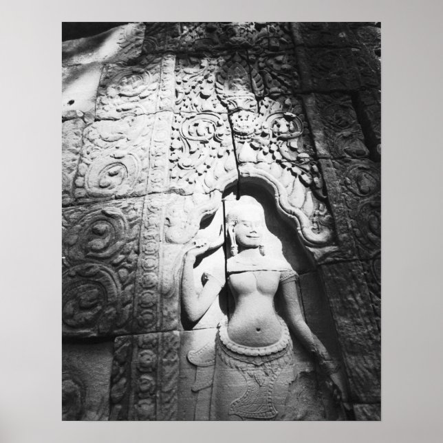 Póster Angkor Camboya, Apsara Talla El Bayon (Frente)