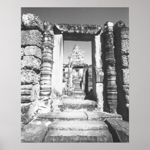Póster Angkor Camboya, templo previo a la rebelión