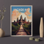 Póster Angkor Wat Cambodia Travel Art Vintage<br><div class="desc">Obra vectorial Angkor Wat. Angkor Wat es un complejo de templos en Camboya que ha sido considerada la estructura religiosa más grande del mundo por Guinness World Records. Se encuentra en la antigua capital jemer de Angkor,  al norte de Camboya.</div>
