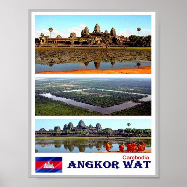 Póster Angkor Wat - Camboya - Mosaico - (Frente)