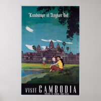 Angkor Wat Camboya Vintage Poster de Viajes