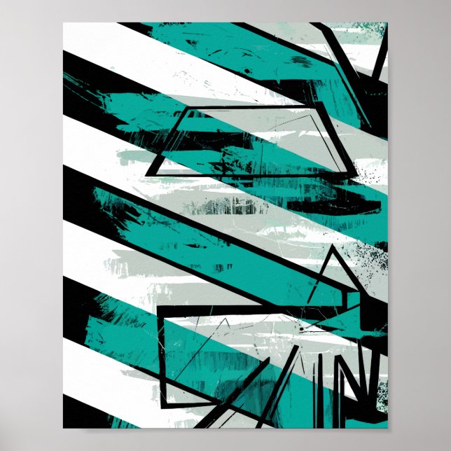 Póster Angled Stripes with Teal Brush Textures (Frente)