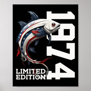 Póster Angler 51st Birthday Fishing Limited Edition 1974