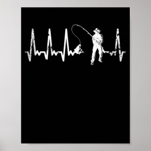 Póster Angler heartbeat fisherman pulse fish ECG gift