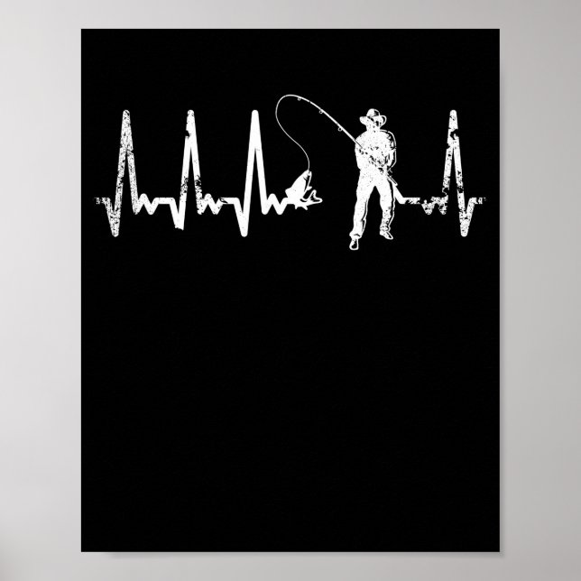 Póster Angler heartbeat fisherman pulse fish ECG gift (Frente)
