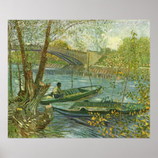 Póster Angler y barco en el Pont de Clichy por van Gogh