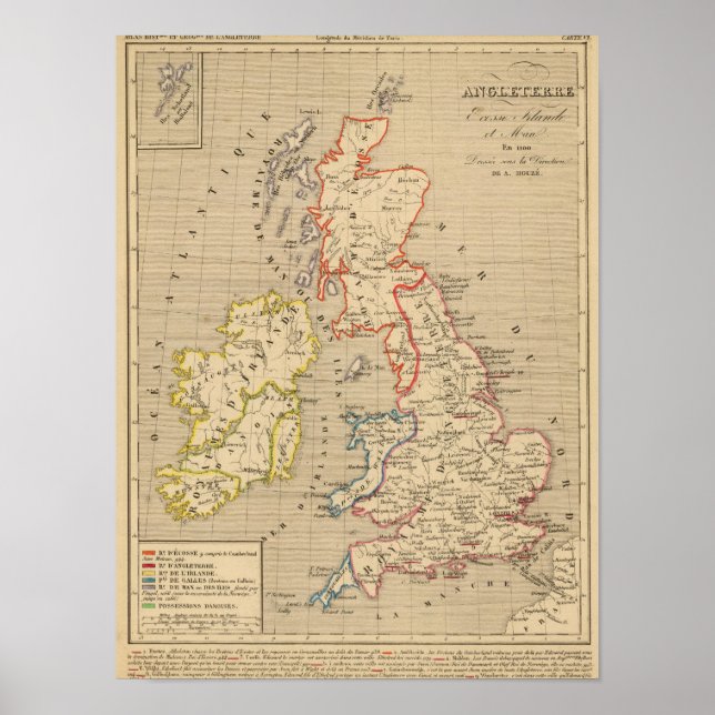 Póster Angleterre, Ecosse, Irlande y Man en 1100 (Frente)