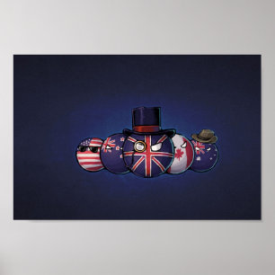Póster Anglosajón Countryballs