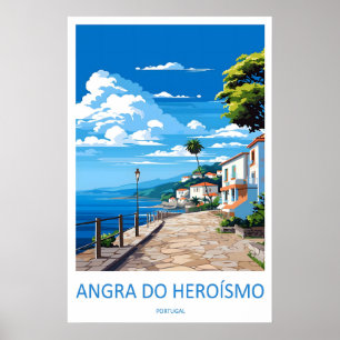 Póster Angra Do Herosmo Vintage Esquí Viaje Nacional