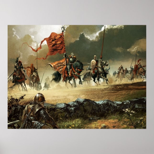 Póster Angreifende Ritter unter einer Standarte (Frente)