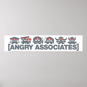 Póster Angry Associates Crew - grey on light