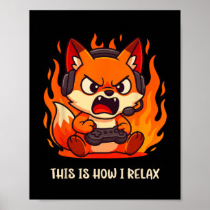 Póster Angry Gamer Kitsune Fox Así Es Como Relajé Japón