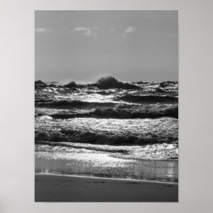 Póster Angry Lake Michigan Grayscale