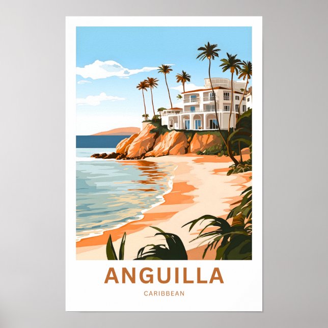 Póster Anguila Viaje al Caribe (Frente)