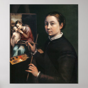 Póster Anguissola - Autorretrato pintando en caballete