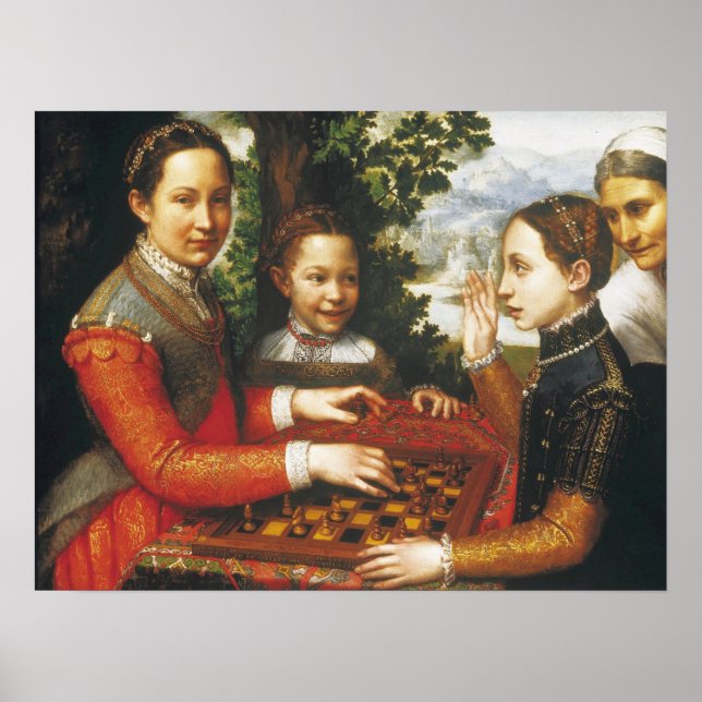 Póster Anguissola - Hermanas de artistas juegan al ajedre (Frente)